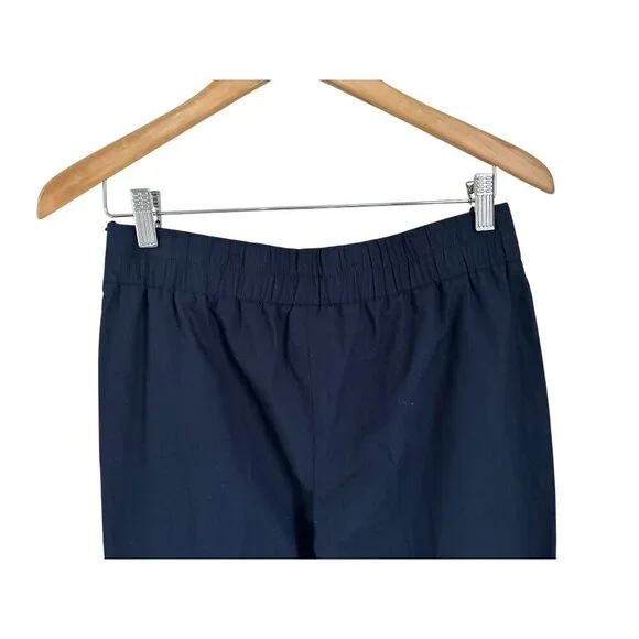 AKRIS PUNTO Ferry Mid-rise Cropped Pants Navy Blue Cotton Cuffed Hem Size 6